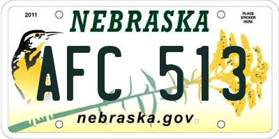 NE license plate AFC513