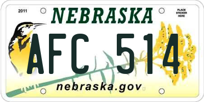 NE license plate AFC514