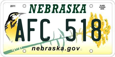 NE license plate AFC518