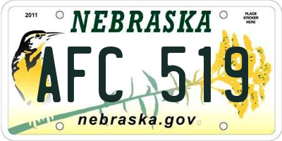 NE license plate AFC519