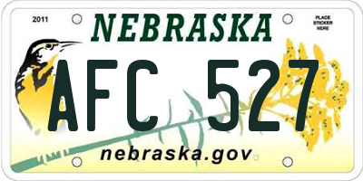 NE license plate AFC527