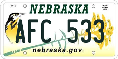 NE license plate AFC533
