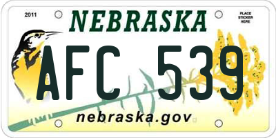 NE license plate AFC539