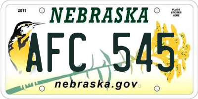NE license plate AFC545