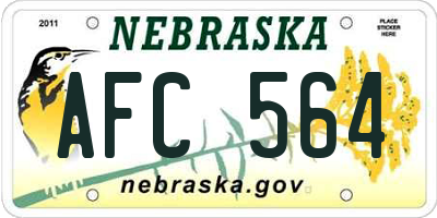 NE license plate AFC564