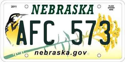 NE license plate AFC573