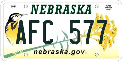 NE license plate AFC577