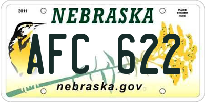 NE license plate AFC622