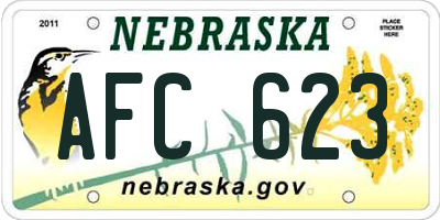NE license plate AFC623