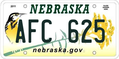 NE license plate AFC625