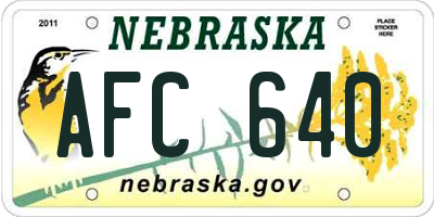 NE license plate AFC640