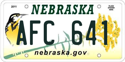 NE license plate AFC641