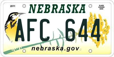 NE license plate AFC644