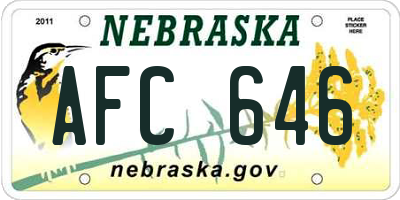 NE license plate AFC646