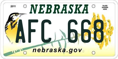 NE license plate AFC668