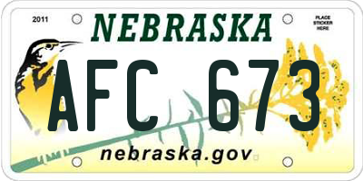 NE license plate AFC673