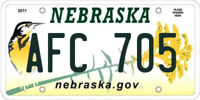NE license plate AFC705