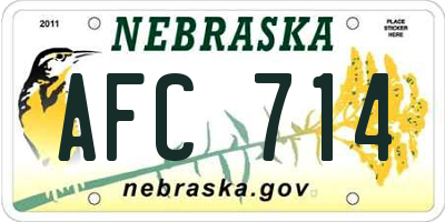 NE license plate AFC714