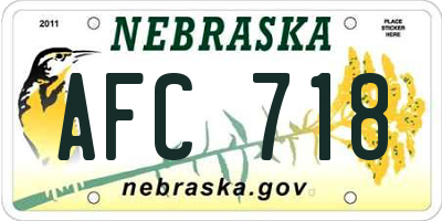 NE license plate AFC718