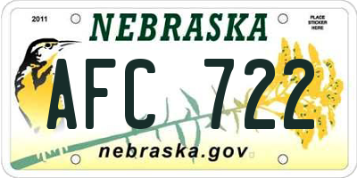 NE license plate AFC722
