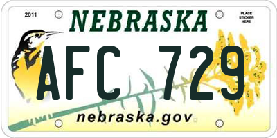 NE license plate AFC729
