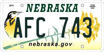 NE license plate AFC743