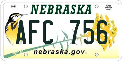 NE license plate AFC756