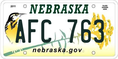 NE license plate AFC763