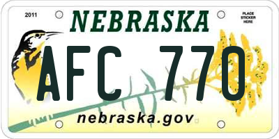 NE license plate AFC770