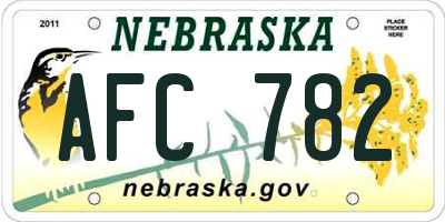 NE license plate AFC782