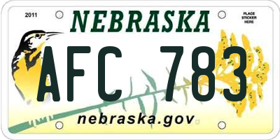 NE license plate AFC783