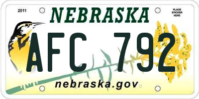 NE license plate AFC792