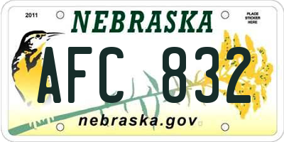 NE license plate AFC832