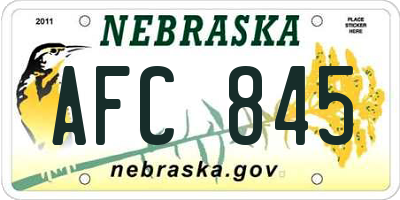 NE license plate AFC845