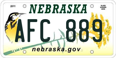 NE license plate AFC889