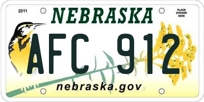 NE license plate AFC912