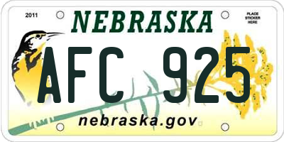 NE license plate AFC925