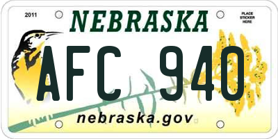 NE license plate AFC940