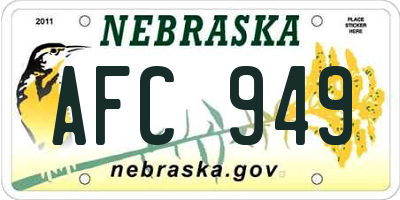 NE license plate AFC949