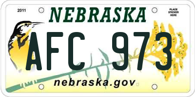 NE license plate AFC973