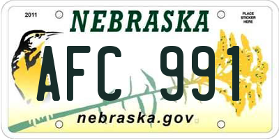 NE license plate AFC991