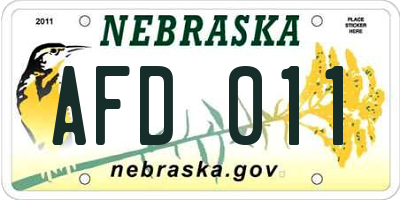 NE license plate AFD011