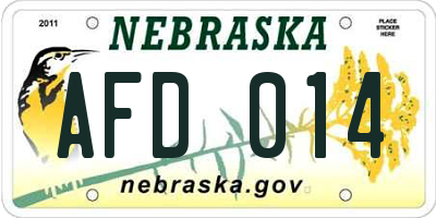 NE license plate AFD014