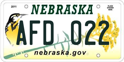 NE license plate AFD022