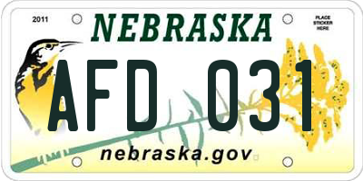 NE license plate AFD031