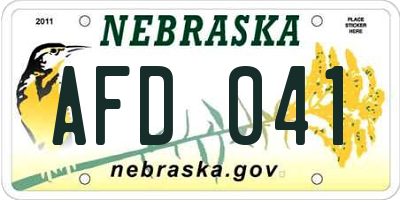NE license plate AFD041