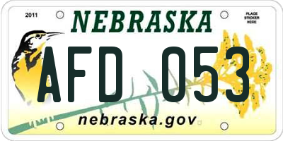 NE license plate AFD053