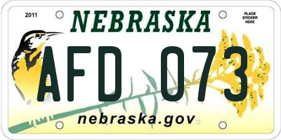 NE license plate AFD073