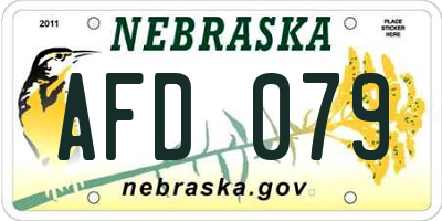 NE license plate AFD079