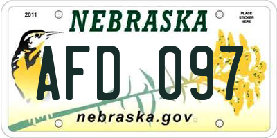 NE license plate AFD097